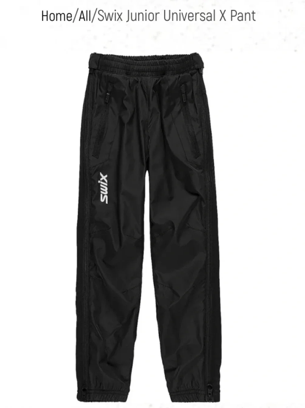Swix Universal X Black Junior Pants with Red Drawcord Accent NWT